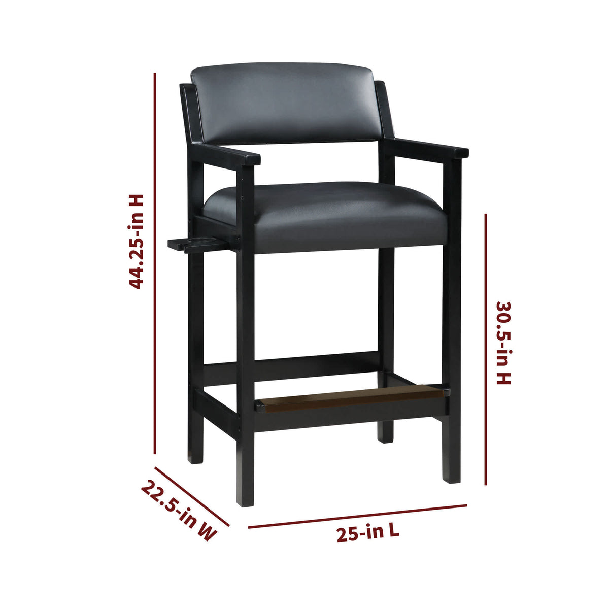 Hathaway Cambridge Spectator Chair, black - 44.25 in high, 25 x 22.5 in, 30.5 in seat