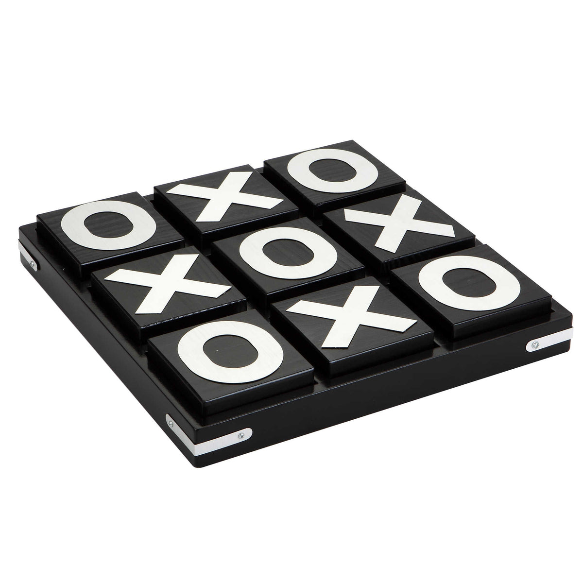 Hathaway Vintage Tic-Tac-Toe Set - all nine tiles seated in the black lacquered board