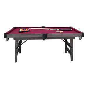 Hathaway Pendleton 6-ft Pool Table - side elevation on white with folding legs down and balls racked