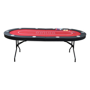 Hathaway Fourth Street Texas Holdem Table - side elevation on its folding steel legs