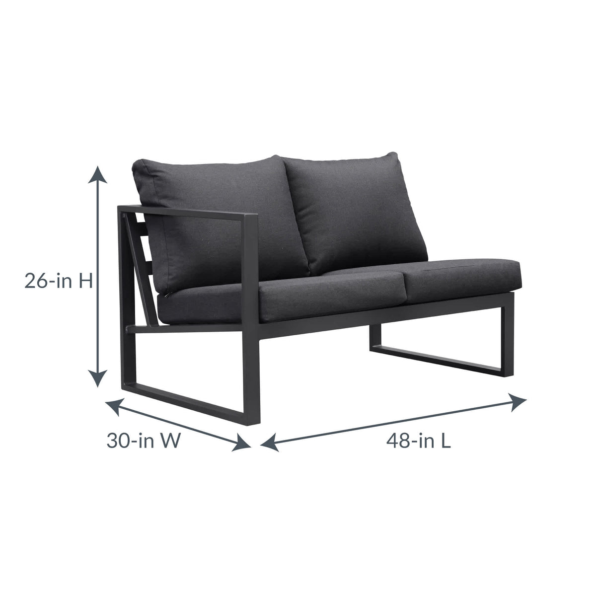 Island Retreat Monaco Contemporary Outdoor Sectional - Slate Grey Patio Furniture — dimension and specification diagram