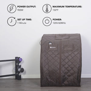 HeatWave Harmony Portable Sauna - 900 W output, 150F maximum, 120V supply, one-minute setup