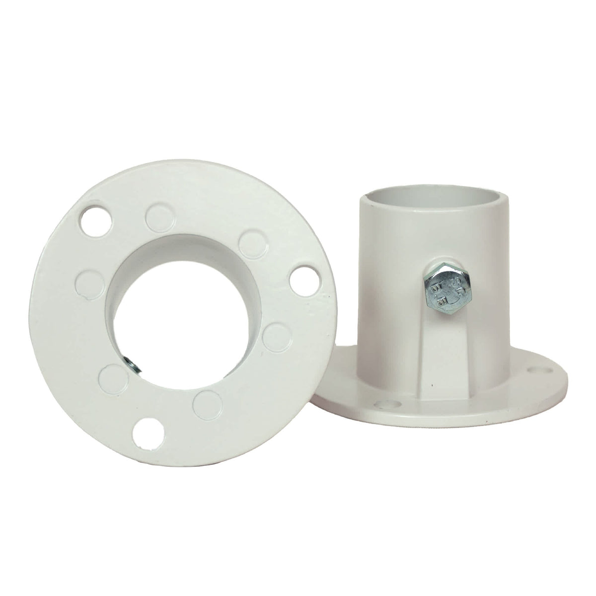 Blue Wave Aluminum Deck Flanges, Pair - both flanges shown, one face on and one upright