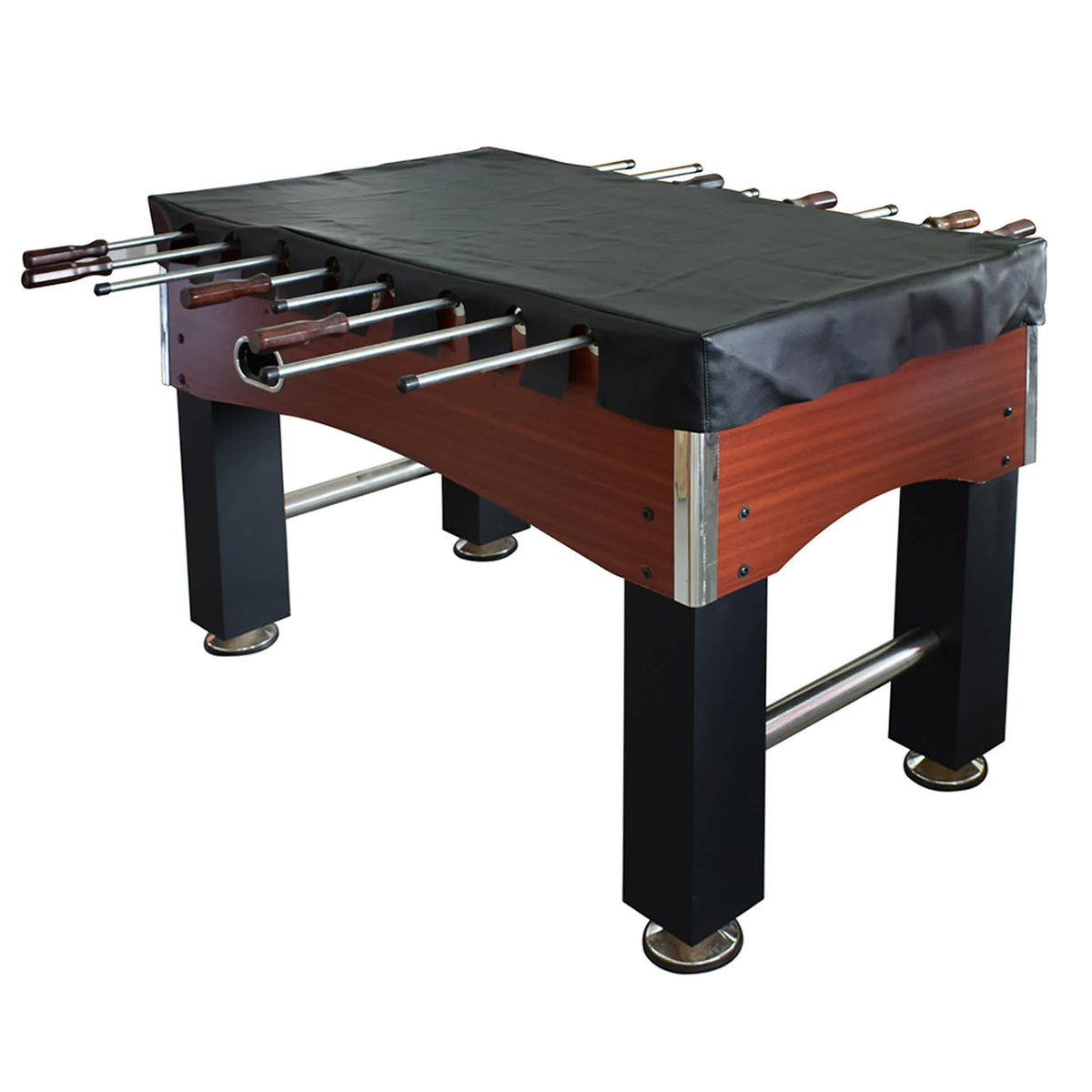 Hathaway 56-in Foosball Table Cover - cover fitted over the cherry table, three-quarter view